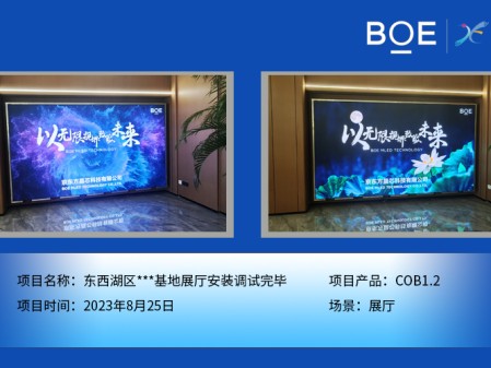 東西湖區(qū)***基地展廳COB1.2安裝調(diào)試完畢